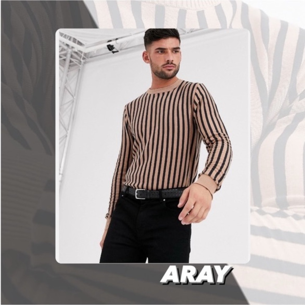 GUC Aray Muscle Fit Vertical Striped Sweater